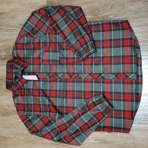 (L) NWT Birdz Men's Plaid Viscose Blend Button Down Shirt Country Outdoors Work